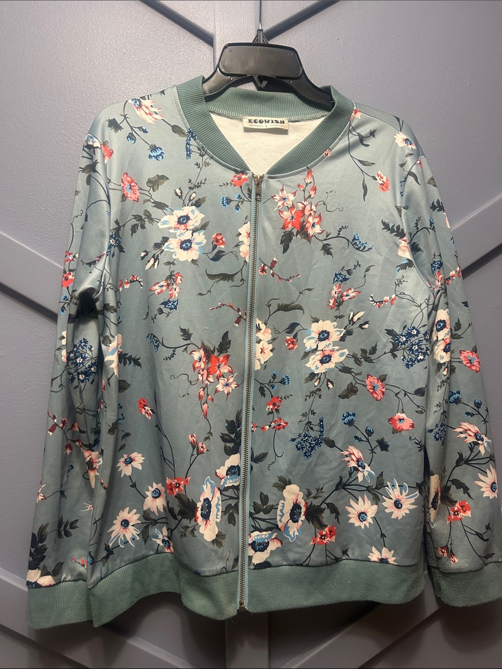 Floral Bomber Jacket in Sage Green by Ecotim?